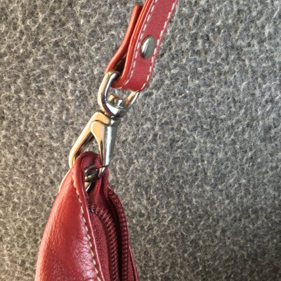 Vintage Red Leather Ralph Lauren Hobo Handbag Purse Shoulder Clutch - Picture 4 of 11